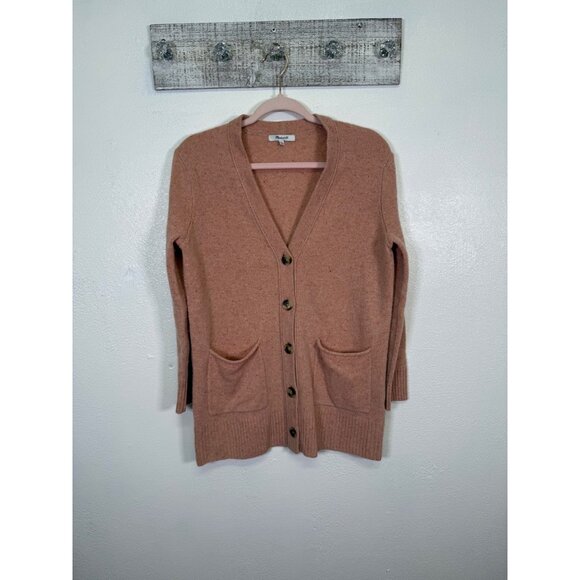 Madewell Merino Wool Donegal Maysfield Cardigan Sweater Peach Oversized M - Picture 3 of 15